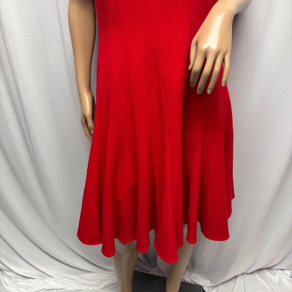 Calvin Klein Red Sleeveless Fit and Flare Dress Womens Sz 8 Classic Office Party - Picture 3 of 9